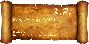 Komjáthy Pál névjegykártya